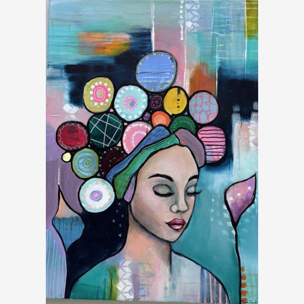 Maleri 50*70 cm akryl p� l�rred. 